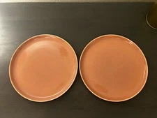Vintage Russel Wright Steubenville 2 Coral Dinner Plates 10.25” American Modern