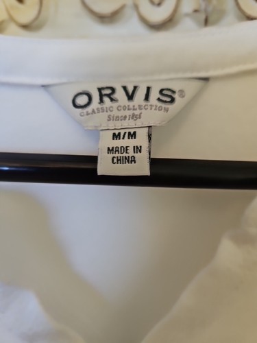 Orvis shirt women Medium White pullover stretch v-neck Pima cotton classic - Picture 2 of 7
