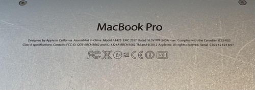 Oktober 2012 Apple MacBook Pro A1425 i7 2,9gHz 8GB SSD 13,3" Retina (ME116LL/A) - Bild 4 von 4
