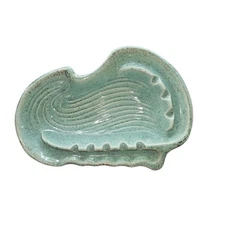 Vintage USA Pottery Mid Century 193 Turquoise & Gold Flecks Trinket/Ashtray Dish