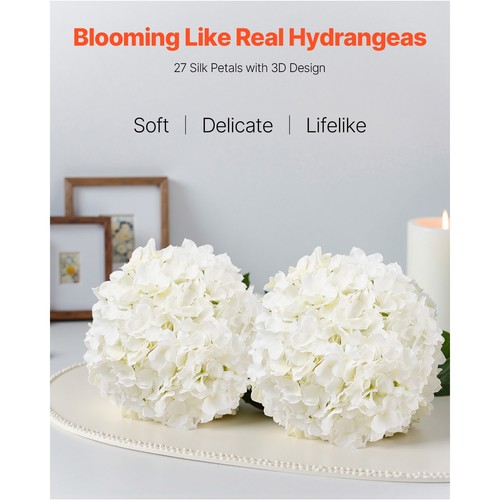 65 Pcs Artificial Silk Hydrangea Flowers 9.8 In Bouquet Arrangement White - Picture 2 of 12