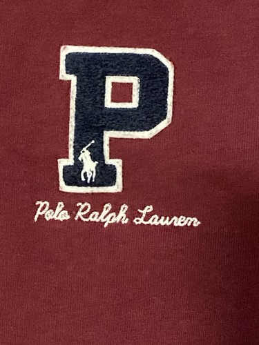 Polo Ralph Lauren Sweatshirt Boys Fleece Letterman Maroon Size L Preppy - Picture 3 of 8
