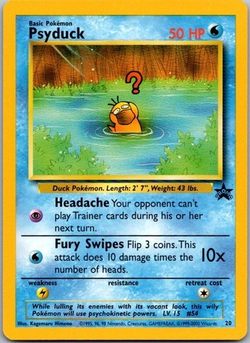 2000 Pokemon Psyduck Promo 20  Black Star NM WOTC Vintage Card Rare TCG - Picture 3 of 6