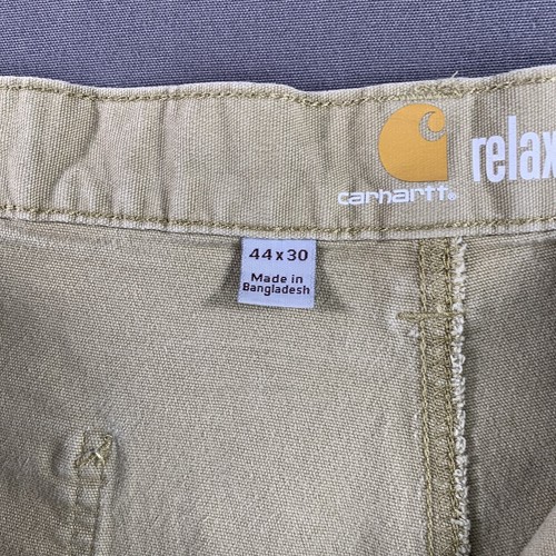 Carhartt Pants Mens 44x30 Tan Relaxed Fit Canvas Workwear Utility Pockets Stains - Picture 8 of 13
