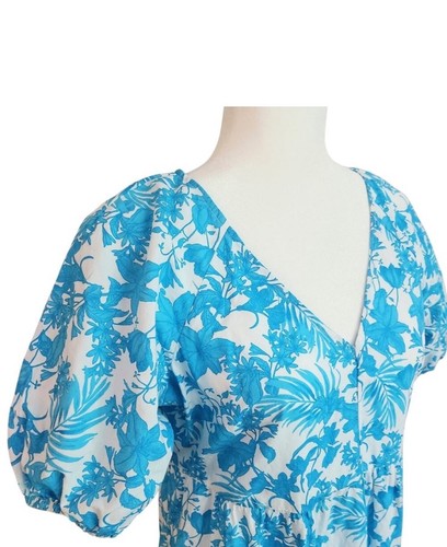 Peyton & Parker Maxikleid türkis Blumen Puffärmel Damen XS lang elegant - Bild 4 von 19