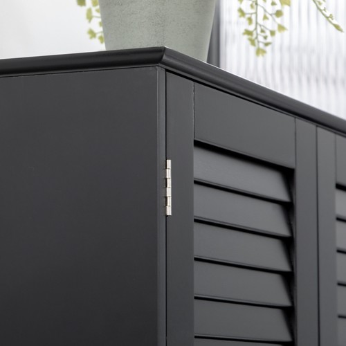 Tall Bathroom Storage Cabinet with Countertop, Linen Cabinet, Black - Picture 10 of 11