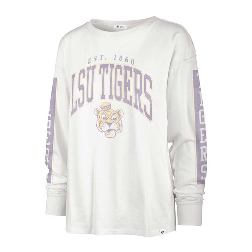 Women's '47 Cream LSU Tigers Statement SOA 3-Hit Long Sleeve T-Shirt - 第 2/3 張圖片