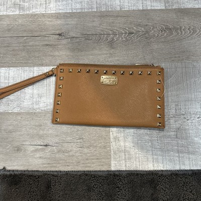 MICHAEL KORS Pyramid Studded Clutch/Wristlet Saffiano Leather~Primrose 9.5''x5.5''