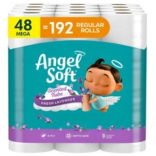 Angel Soft Toilet Paper with Fresh Lavender Scented Tube, 48 Mega Rolls = 192
