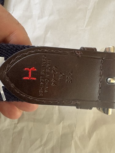 Tommy Hilfinger Hombre XL 42-44 Cuero Marrón Azul Tejido Cinturón Nuevo - Imagen 6 de 8