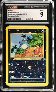 CGC 9 MINT Marill 2001 Southern Islands 11/18 Reverse Holo SWIRL Pokemon Card