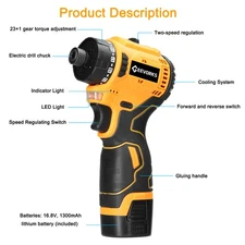 2-16.8V Lithium Screwdriver 55Nm Torsion Multifunctional Repairing Tool Kit