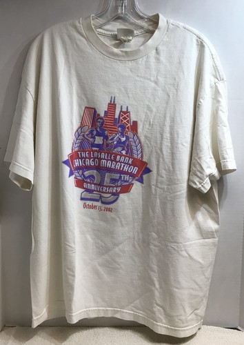 Vintage Chicago Marathon T-Shirt 2002 Lasalle Bank 25th anniversary (Größe XL) 