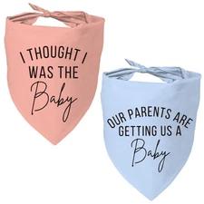 2 Pack Dog Bandanas for Pregnancy Announcement Cute Adjustable Pet Bandana Sc...