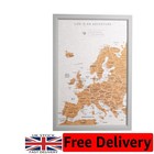 Small  Travel Pin Board in Grey Wooden Frame With 100 Pins to Mark Past & Fut...