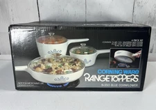 NEW VINTAGE 6 PIECE SET CORNING WARE N-350 " BLUE CORNFLOWER " RANGETOPPERS NIB