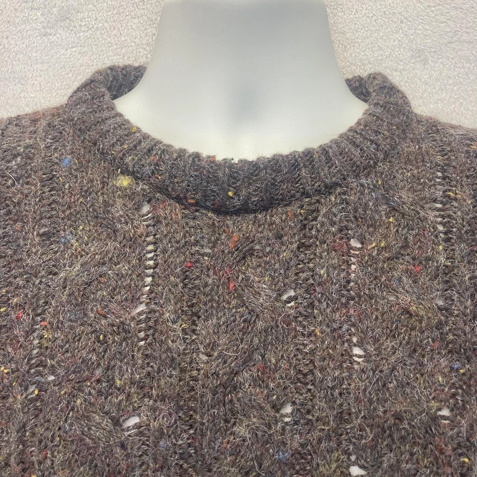 Suéter Vintage High Sierra Para Hombres XL Marrón Donegal Cable Tejido Mezcla Lana Años 90 Foto 3 de 4
