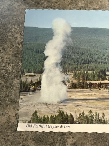 Aerial View Old Faithful Geyser and Inn Yellowstone National Park 1970’s Photo - Picture 6 of 7