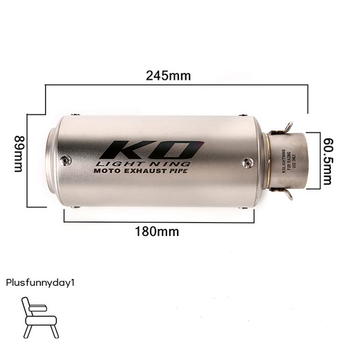 Ko lightning 60.5 mm Universal 245-300 mm Motorcycle Exhaust Tips Muffler Pipe - Picture 4 of 19
