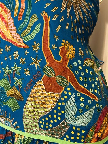 Farm Rio Sz Small Ocean Stories Mermaid Siren Maxi Tiered Dress Boho Sea witch - Picture 11 of 18