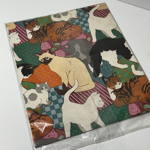 Vintage New 80s Gift Wrap Cats Cat Print Lover Wraps 2 Boxes Junk Journal Paper - Picture 4 of 4