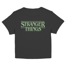 Junior's Stranger Things Green Pixels Glitch Logo T-Shirt