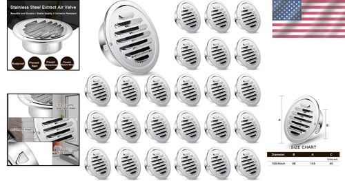 Ventilaciones de plafón redondas premium de 4 pulgadas - 24 piezas de acero inoxidable con diseño antioxidante - Imagen 2 de 9