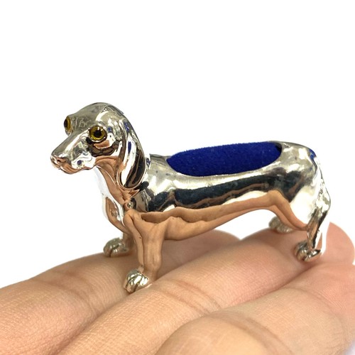Viktorianisches Sammlerstück Dackel Hund Nadelkissen 925 Sterling Silber Nähnadel - Bild 6 von 6
