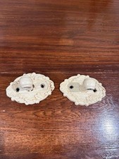 Vintage Ornate Cast Metal Towel Bar Brackets Pair Ivory Floral Bathroom Hardware