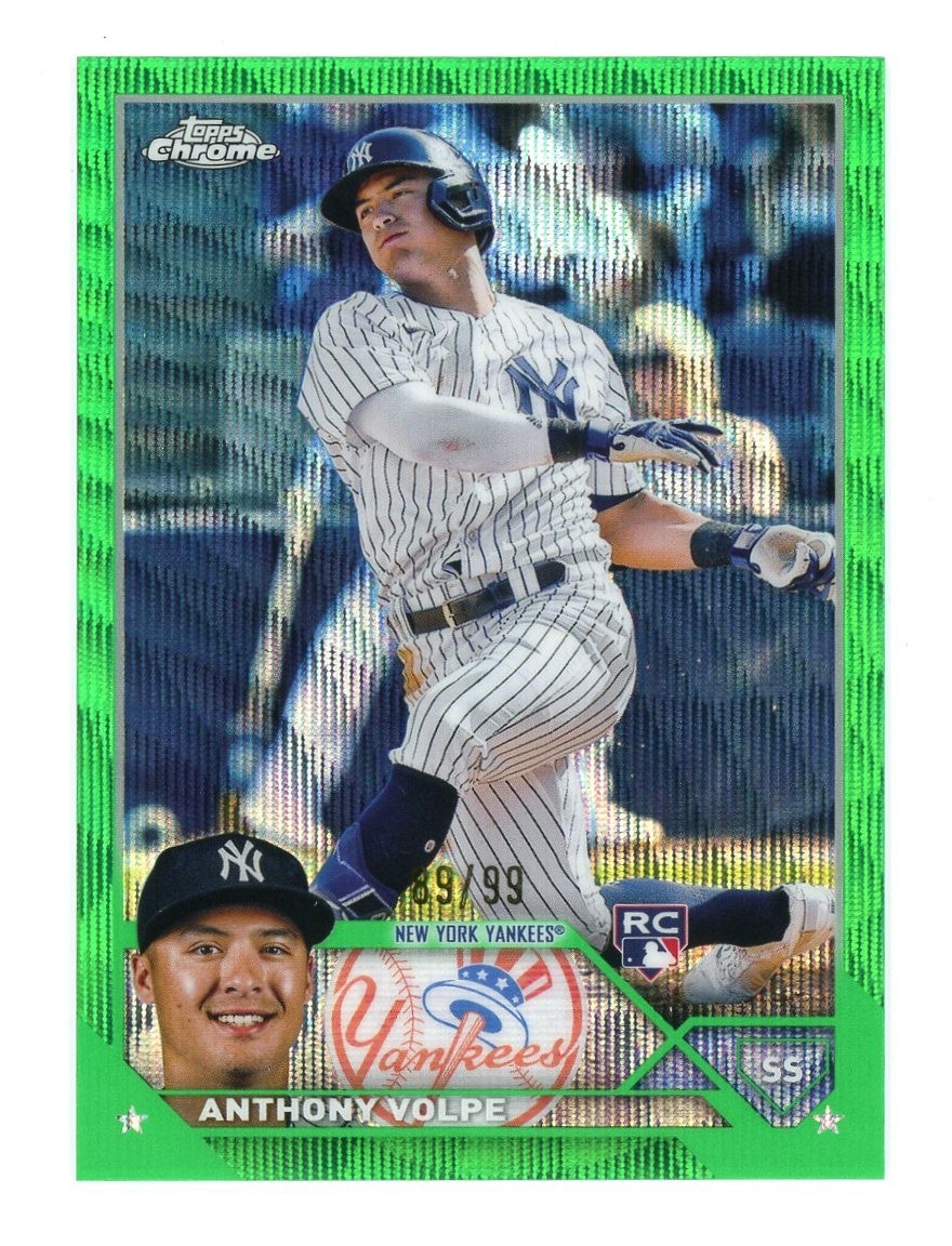 2023 Topps Chrome #4 Anthony Volpe RC Rookie Green Wave Refractor /99
