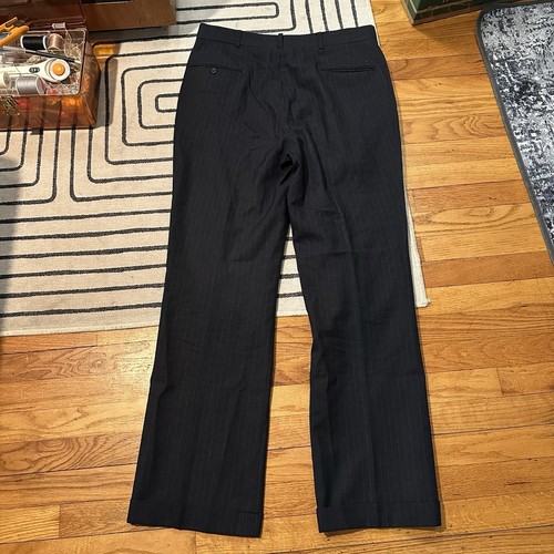 Vintage 70s Wool Blend Nadelstreifen Herren Straight Leg Hose Grau Americana Gr. 33 - Bild 2 von 11