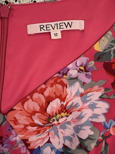 Review Fruit Punch Dress AU 12 Pink Floral Hi-low Hem Frills Flutter V-Neck Fril - Picture 15 of 20