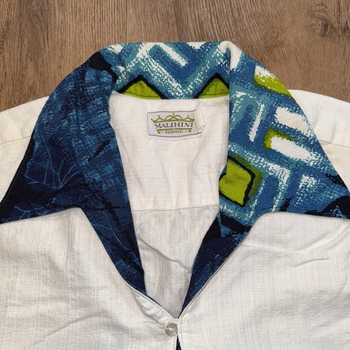 Vtg 60s 70s Malihini Shirt Tunic Mens Hawaii Barkcloth Hippy Disco Boho Large - Picture 8 of 17