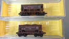 2 N-Atlas Weathered 70 Ton Ore Car in Box LOT w/ 1 Load & MTL's PRR Pennsylvania