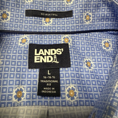 Camisa corta Lands' End para hombre talla L (16-16 1/2) ajuste tradicional sin sarga de hierro - Imagen 3 de 8