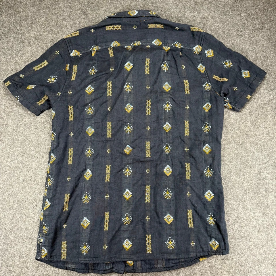 Roark Manawa Tapu Black Geometric Print Short Sleeve Button Down Shirt - Image 4 of 4