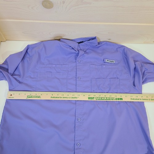 Chemise Columbia PFG homme XL manches courtes pêche ventilée Tamiami poches lavande - Photo 6 sur 17