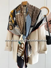 Sallys Boutique 100% Twill Silk Wrap Scarf Stole Horses Print Square Shawl 53"