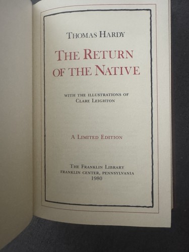 The Return of the Native by Thomas Hardy Franklin Library HC 1980 - Picture 4 of 6
