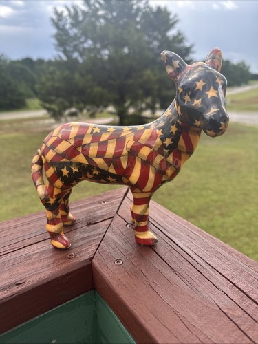 80s Donkey Figurine American Flag La Vie Porcelain Stars Stripes Patriotic USA - Picture 2 of 12