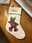 West Elm Felt French Bulldog On Skates Stocking Mono “Charlotte” NWOT OB