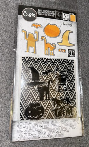 Tim Holtz Sizzix Stempel und Stanzformen Set 564266 Trick or Treat Neu TV1 - Bild 1 von 2