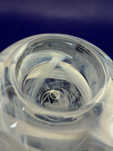 Kosta Boda “Cool Moon” White Swirl Crystal Glass Tealight By Anna Ehrner Sweden - Picture 11 of 13