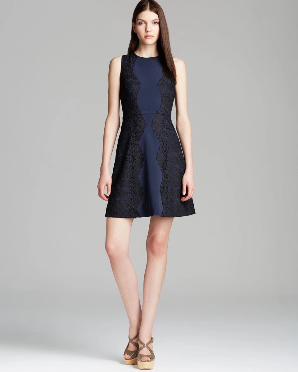 Robe Noire Diane Von Furstenberg - Taille S, Col Bateau, Manches Courtes, Mini