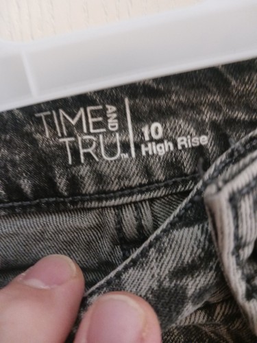 Time Tru Straight Crop Jeans Pants Women Size 10 High Rise Acid Wash Grey - Picture 2 of 3