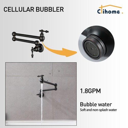 Clihome Vintage zusammenklappbarer Topffüller Wasserhahn Wandhalterung Küchenspüle Wasserhahn - Bild 31 von 37