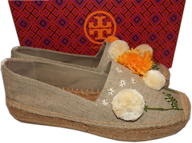 Tory Burch Natural Linen Lily Pompom Pompom Pompom Platform Espadrilles Flats shoes 8.5 9903f7 Tory Burch Natural Linen Lily Pompom Pompom Pompom Platform Espadrilles Flats shoes 8.5 9903f7
