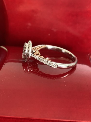 Anello di fidanzamento Alone Oro Bianco 14K G/VS Naturale 1.06CT Design Diamante Rotondo NUOVO - Foto 6 di 16