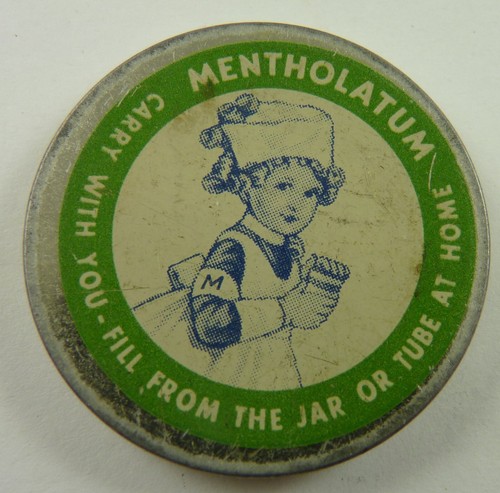 Vintage Mentholatum Green Tin Lithograph Original Burns Chapping Colds Sunburn - Picture 1 of 3