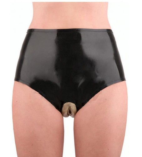 Damen Latex Short Vigina Anus Kondom Latex Panty Latex Unterwäsche Vagina Kondom - Bild 3 von 4